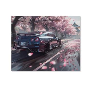 Imagem de HouLaiZhe R35 Carro Esportivo Flor de Cerejeira Posters Tela Estética Sala Decoração de Parede Impressões Galeria Sala Decoração de Parede para Quarto Sala de Estar Escritório 08 x 10 polegadas (20 x