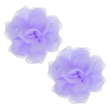 Imagem de PATIKIL 2 peças broche de flor de tecido de cetim grande de 12 cm para mulheres broches florais elegantes de organza para casamento, dança, festa, roupas, vestido, chapéu, acessórios, roxo