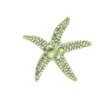 Imagem de Broche de estrela do mar com strass para mulheres meninas delicado pérola estrela do mar broche boho oceano praia estrela broche broche boêmio oceano temático broches roupas chapéu bolsa acessórios