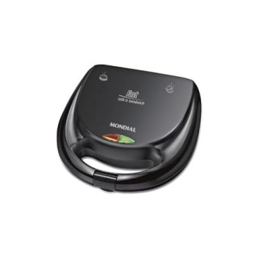 Imagem de Sanduicheira Elétrica Fast Gril Toast, 750W, Preto, Inox, Antiaderente, Abertura 180°, Compacta, 127V, 22x18.5x5.5cm