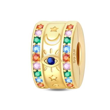 Imagem de QIKAOLA Pingentes com clipe dourado para pulseiras Pandora, espaçadores, berloques, joias, presente para mulheres, Zircônia cúbica, Zircônia cúbica