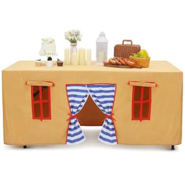 Imagem de Oudain Toalha de mesa grande de 3 m x 2,3 m de casinha de brinquedo, capa de barraca, casa de brinquedo para ambientes internos e externos, acessório para festa de aniversário, playground (cores