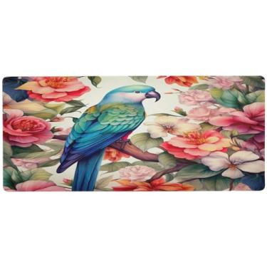 Imagem de Wassud Lindo mouse pad de pássaro para jogos com base de borracha antiderrapante, mouse pad longo para teclado de computador com borda costurada, almofada grande à prova d'água para escritório, casa