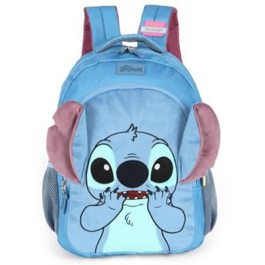 Imagem de Mochila de Costas Escolar Juvenil Peluciada Stitch - Luxcel, Azul
