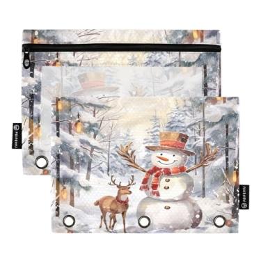 Imagem de Wassud Pacote com 2 pastas de fichário para boneco de neve e veado, pastas de bolso com 3 furos, organizador de fichários para casa, escritório