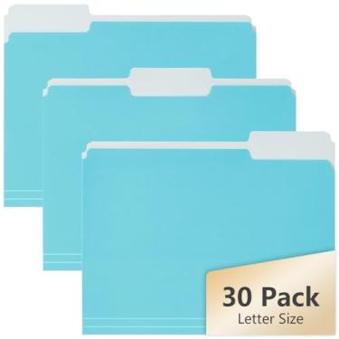 Imagem de MagDurnus Pastas de arquivo, pacote com 30 pastas Manilla 21,6 cm x 28 cm, pastas de arquivos coloridas, material escolar para escritório, material escolar para documentos, papel, azul