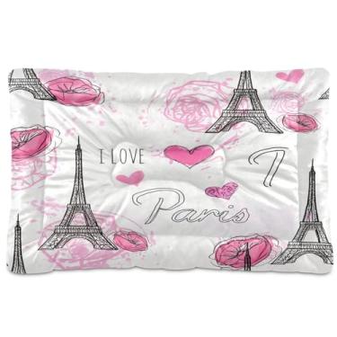 Imagem de Wassud Tapete lavável para cães e gatos Torre Eiffel, tapete de cama antiderrapante, para uso interno e externo, 45 x 61 cm