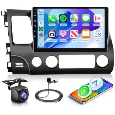 Imagem de Estéreo automotivo 4 núcleos 4G + 64G para Honda Civic 2006 2007 2008 2009 2010 2011, rádio veicular sem fio, Android Auto, rádio com tela sensível ao toque de 10 polegadas para Civic, rádio Bluetooth