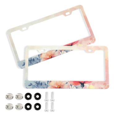 Imagem de CEBUGI Pacote com 2 molduras de placa de carro de alumínio capas de moldura de placa de carro com 2 furos borboleta acessórios automotivos para placas dianteiras e traseiras orifício elíptico