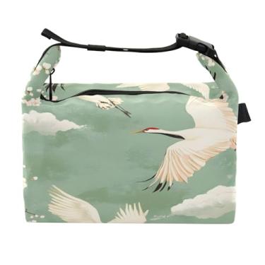 Imagem de STAYTOP Linda lancheira de guindaste coroado vermelho com fivela, lancheira isolada para meninos e meninas, lancheira térmica para trabalho escolar