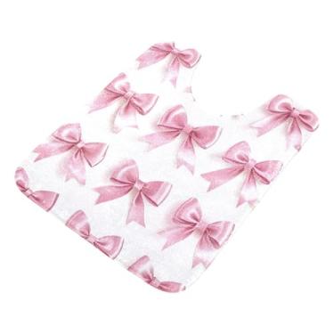 Imagem de Burbuja Tapete de banho Valentine Pink Bows, tapete de banheiro absorvente extra macio com suporte antiderrapante para banheiro, banheira, chuveiro, 40 x 61 cm