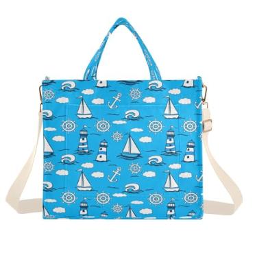 Imagem de CEBUGI Bolsa feminina Lighthouses com alça de ombro ajustável para trabalho, faculdade, viagem, P, A60, Medium