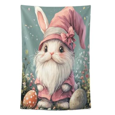 Imagem de STAYTOP Tapeçaria de parede de gnomo fofo coelhinho da Páscoa tapeçaria para decoração de casa decoração de dormitório sala de estar quarto tapete de parede (80 × 60 pol)