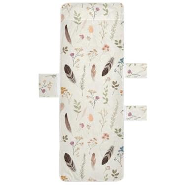 Imagem de Burbuja Capa de toalha de cadeira de praia Boho flores secas penas com bolsos, capa de cadeira macia e absorvente toalha de piscina de microfibra de secagem rápida para praia banho de sol jardim hotel