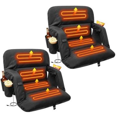 Imagem de DEKEMASTER Assentos aquecidos de estádio para arquibancadas com suporte para as costas, design exclusivo de estilo de sofá com encosto e almofada extragrossos, cadeiras de 58 cm, 6 posições