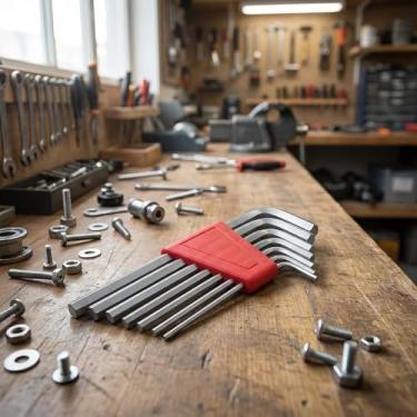 Imagem de Conjunto de 8 chaves hexagonais, kit de chaves Allen em forma de L, ferramentas de aço cromo vanádio para reparo de bicicletas e eletrodomésticos (imperial)