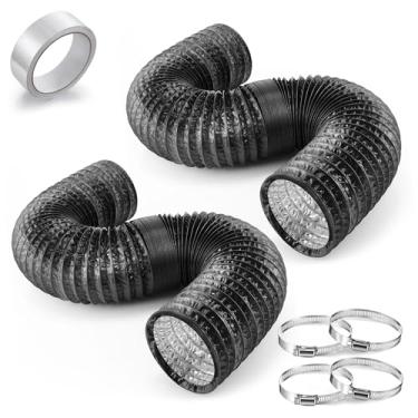 Imagem de Dreyoo Pacote com 2 mangueiras de ventilação para secadora, kit de mangueira de ventilação de PVC flexível de 15 cm, com 4 braçadeiras e 1 rolo de fita, duto de ar de alumínio isolado para ventilação
