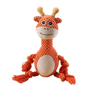 Imagem de Brinquedos de Pelúcia com Squeaky para Cães Mastigáveis Cordões Algodão Recheados Veado Elefante Sapo Limpeza Dentes Alivio da Ansiedade e Tédio