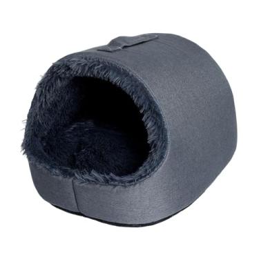 Imagem de Fenteer Toca para gatos e filhotes com alça portátil, fácil de limpar, antiderrapante, fechada, com forro removível, ideal para cães de pequeno porte, M Dark Gray
