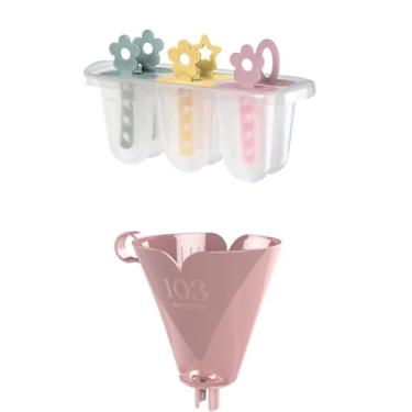 Imagem de Kit com 1 Suporte de Filtro de Café Rosa 103 + 1 Forma de Picolés Plástica para 6 picolés