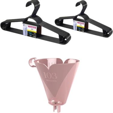 Imagem de Kit com 1 Suporte de Filtro de Café Rosa 103 + 2 Cabide Plástico Adulto Roupas Médias