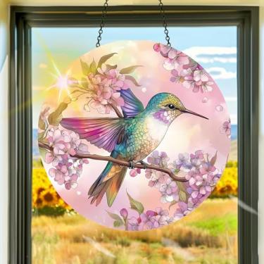 Imagem de Apanhador solar de acrílico colorido, decoração de janela pendurada com apanhadores de sol de beija-flor, arte de parede de criador de arco-íris, para sala de estar, quarto, varanda, decoração de