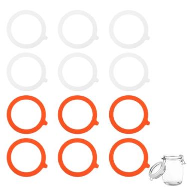 Imagem de 12 anéis de vedação para frascos de vidro, substituição de vedação de silicone, vedação de borracha para tampas de frascos de pedreiro, vedações de encaixe de silicone para frascos de vidro (11,3 cm