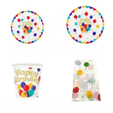 Imagem de CWPJUNDGP Copo de papel descartável, prato de papel de piquenique, conjunto de talheres de festa de aniversário, prato de bolo, prato de papel descartável