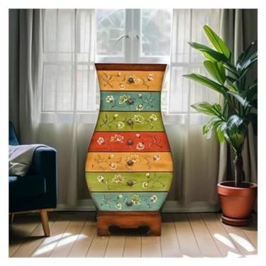 Imagem de Cômodas Cômoda com 7 gavetas, cômoda de madeira para armário, moderna para quarto, organização e armazenamento escritório, móveis(Red)