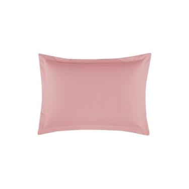 Imagem de Porta Travesseiro Percal 180 Fios, Rosa, 70x50cm, Envelope, Algodão/Poliéster, Design Acolchoado com Aba Americana, Dia a Dia