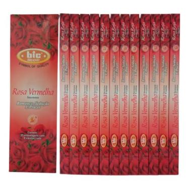 Imagem de Incenso Indiano Bic Rosa Vermelha - Desperta Amor 12 Caixas