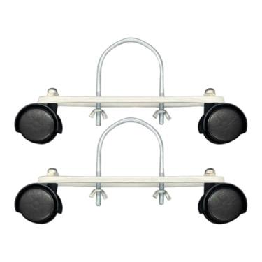 Imagem de Fenteer Conjunto de 2 peças de suporte de polia móvel para reparo de radiadores com óleo, fácil de mover e compatível com base de aquecedor elétrico.