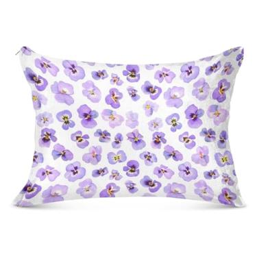 Imagem de Fronha de almofada grande e fofa branca roxa clara com zíper fronha padrão King Queen capa de almofada macia grande, tamanho corporal, 53 cm x 137 cm