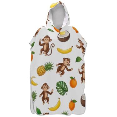 Imagem de Joisal Roupão de troca de macaco fofo para adultos, poncho de surfe, plus size, masculino e feminino, com capuz, toalhas de banho com capuz