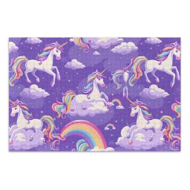 Imagem de Quebra-cabeças de unicórnio para adultos, roxo, 500 peças, quebra-cabeças trippy para adultos com letras nas costas