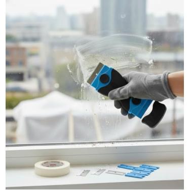 Imagem de Raspador de lâmina de barbear, ferramenta raspadora de limpeza com 20 peças de lâminas de metal e plástico, raspador de vidro multiuso para janelas, decalques, adesivos, etiquetas, adesivos, cooktop