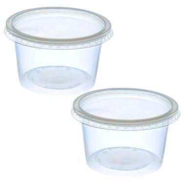 Imagem de Pote Redondo 250ml Reutilizavel com Tampa Embalagem Plástico vai ao Freezer e Microondas com 24 Unidades Para Festa