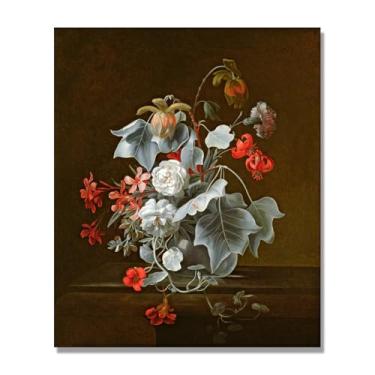 Imagem de NHLDZYH Quadro para cozinha - ainda vida vintage de flores - natureza morta em tela - decoração de parede romântica e acolhedora. B43. 70 x 84 cm apenas tela