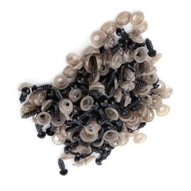 Imagem de Generic 100 Peças Olhos de Segurança de Boneca de Plástico Preto Durável Com Arruelas para Brinquedos DIY de Ursinho de Pelúcia, Design de Linha para Fixação Firme, Adequados para Bonecas e Animais de Pelúcia (plástico 5)