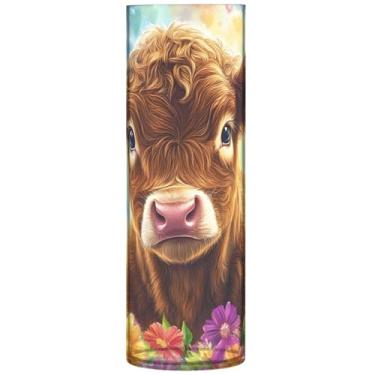Imagem de Lindo vaso de plástico floral de vaca Highland Bezerro grande vasos de centro de mesa para mesa decoração de casa moderna exclusiva, 30 cm x 9,9 cm