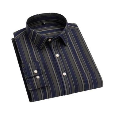 Imagem de Camisa Formal Casual De Algodão Com Botões Em Estampa Xadrez Para Home