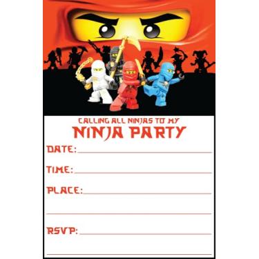 Imagem de 20 x convites e envelopes de aniversário Ninja – Convites de festa de feliz aniversário para crianças, 15 x 10 cm, estilo cartão postal