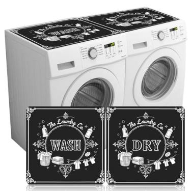 Imagem de Teenyyou 2 peças de capas de lavadora e secadora tapete protetor de topo antiderrapante capa de máquina de lavar à prova de poeira secagem rápida almofada protetora contra poeira para lavanderia