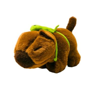 Imagem de Bichinhos de Pelúcia Capivara com Tartaruga, Brinquedo Interativo Infantil, Marrom e Verde, Material Hipoalergênico, 15 x 10 cm