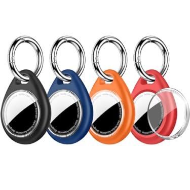 Imagem de MOLOPPO Suporte AirTag para Apple – Pacote com 4 capas para AirTag, capa protetora à prova d'água com laço seguro para chaveiro [ajuste firmemente] [Segure firmemente] Acessórios para rastreador GPS