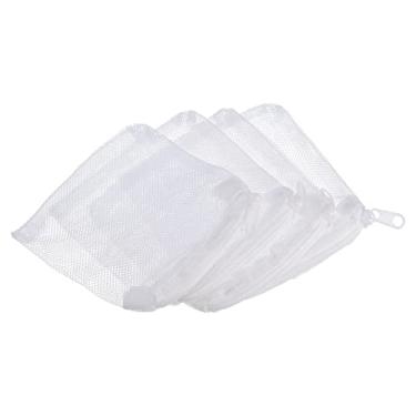 Imagem de Generic Sacos de mídia de filtro de aquário 10 x 10 cm, pacote com 6 sacos de malha para aquário com zíper, branco