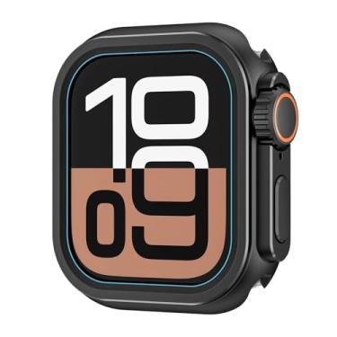 Imagem de ANZOAT Capa protetora de metal para Apple Watch 46 mm, 45 mm, 44 mm, capa protetora para iWatch séries 10, 9, 8, 7, 6, 5 SE, mudar para Ultra 2 de 49 mm (preto, 44 mm)