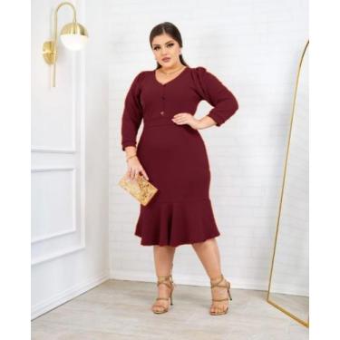 Imagem de Vestido MIDI Tamara Moda Evangélica Feminina - MISS FLOWER, Vinho, Úni