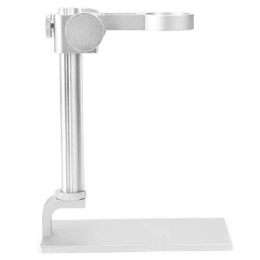 Imagem de plplaaoo Suporte para microscópio Suporte ajustável em liga de alumínio Suporte estável profissional para microscópios eletrônicos digitais USB Branco Preto 148x76x190mm (Branca)