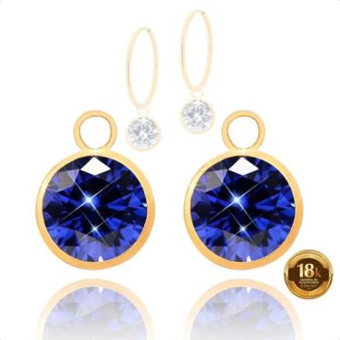 Imagem de Pingentes Ouro 18k Para Brinco Pedra 6mm - Sofistgold Joias, Azul safi